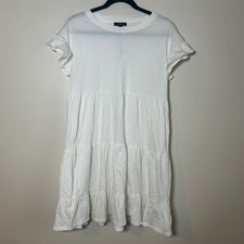 NWT J.Crew RE-IMAGINED Tiered Midi Dress White Ruffle Sleeve 100% Cotton Size S