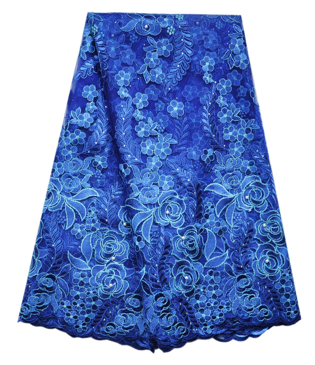 African Lace Net Fabrics Nigerian French Fabric Rope Embroidered and Manual B...