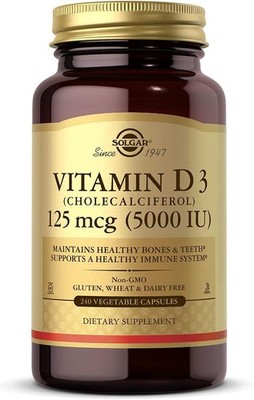 Solgar Vitamin D3 (Cholecalciferol) 125 mcg - 240 Capsules Exp 5/26