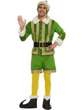Higen Elf Costume for Men, Deluxe 6 Pcs Christmas Green 3X-Large,