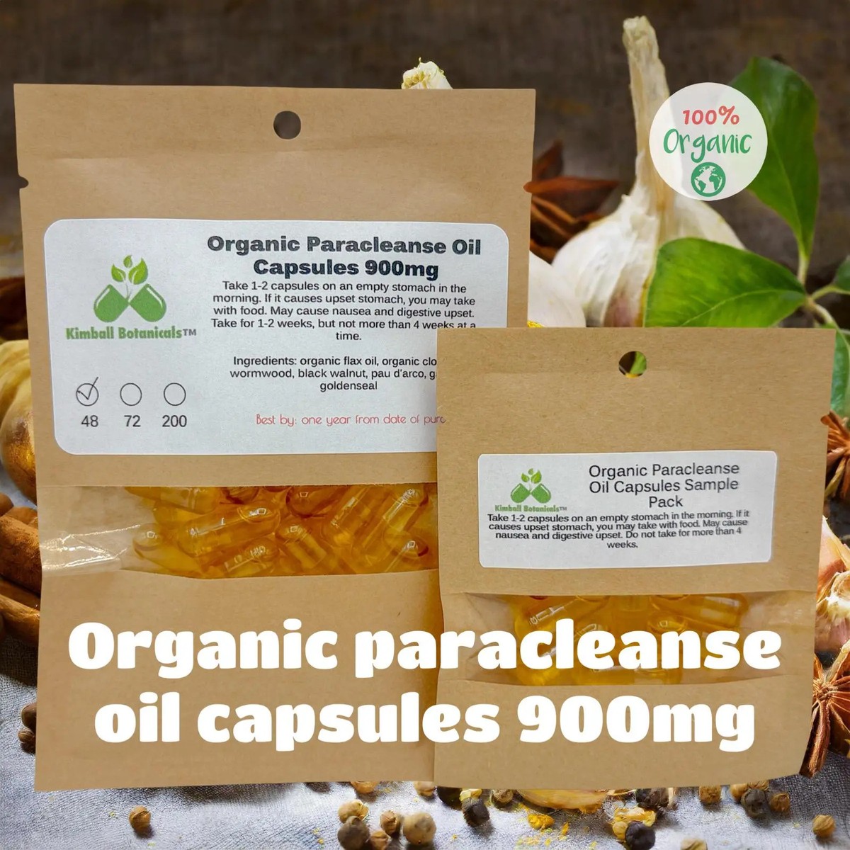 USDA Organic Paracleanse Parasite Cleanse Oil 900mg vegetarian