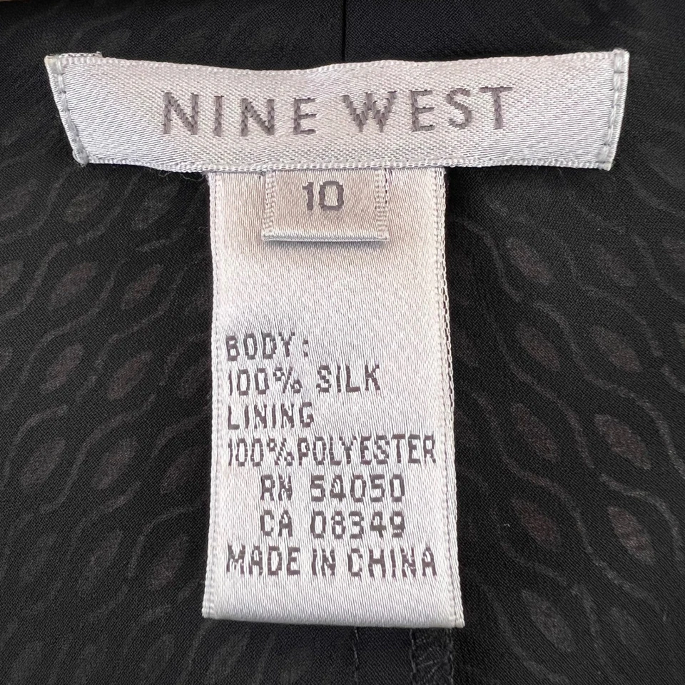 Vintage NINE WEST Womens Sleeveless Wrap Dress Size 10 Geometric Print Silk - Image 4 of 4