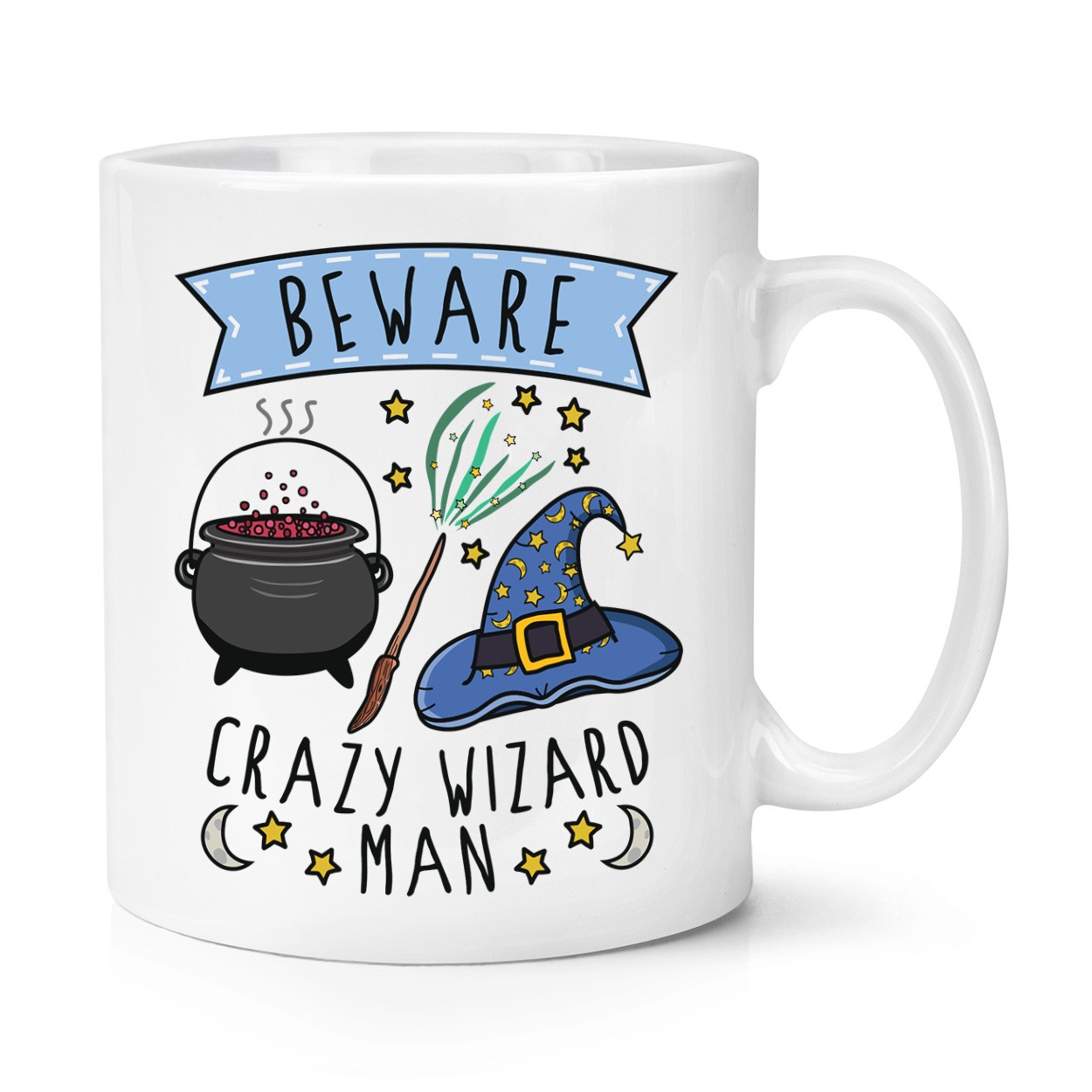 Beware Crazy Wizard Man 10oz Mug Cup Funny Joke Magical Spell