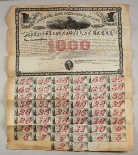 Antico certificato obbligazionario 1850 Southern Minnesota Railroad Co. $1000 - Foto 3 di 10