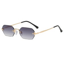 Rimless Square Sunglasses Polygon Frame Gradient Lens UV400 Outdoor Glasses