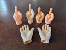 Tiny Baby Hands Miniature Finger Puppets Set of 6 Middle Finger