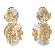 Gold Tone Metal Synthetic Pearl Post Earrings YZL053-GLD