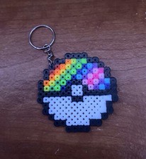 Rainbow Pokeball Perler Bead Keychain