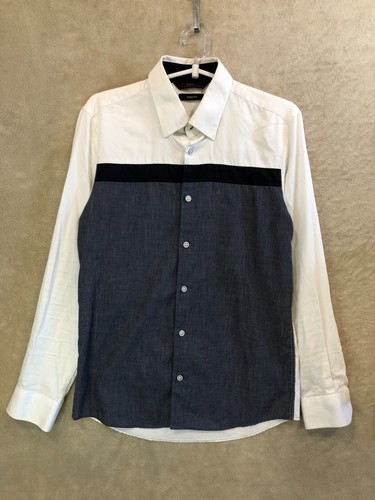 Sieg Fahrenheit Formal Dress Shirt Size 95 S Mens White Striped Long Sleeve