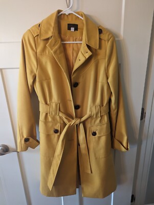 Via- 6 Golden Yellow Button Down Military Style Trench Coat Jacket