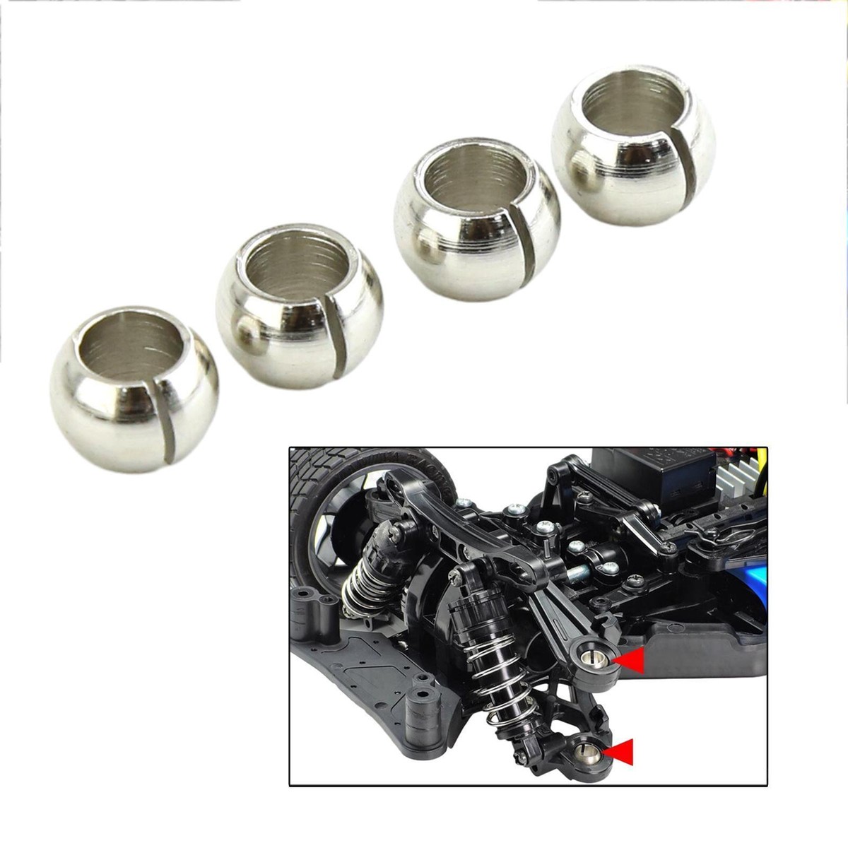 Colaxi 4-Piece Low Friction Ball Joint Set - Aluminum Alloy Replacement Parts For TT02, 54559, W132 1/10 RC Cars