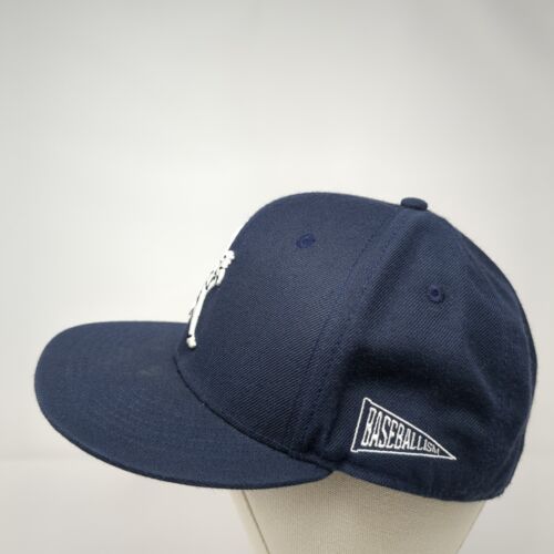 Baseballism Logo Fitted Hat Blue 7 1/2 Embroidered Solid Vent Holes - Picture 3 of 8