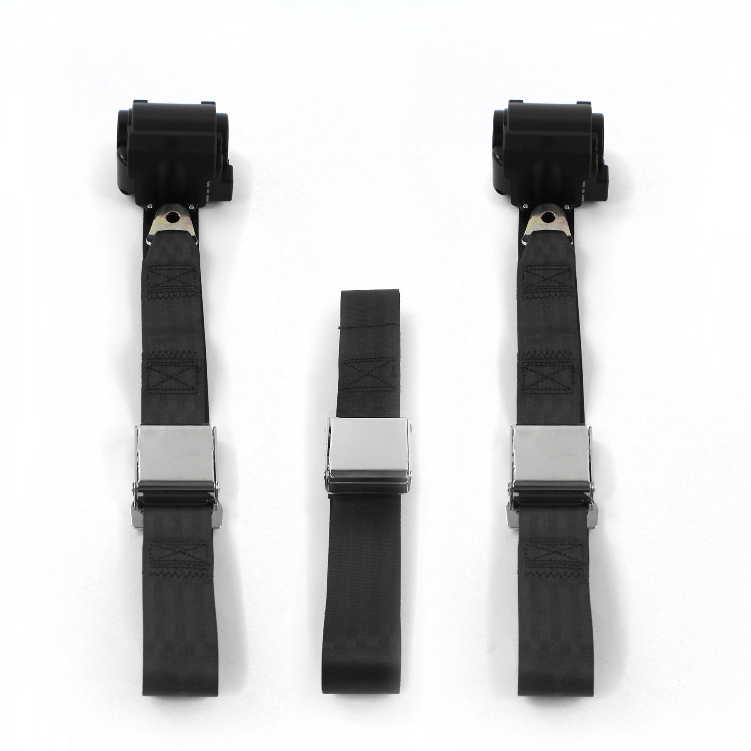 Ford GT40 1964 - 1969 Airplane 2pt Black Retractable Bench Seat Belt Kit - 3 Bel