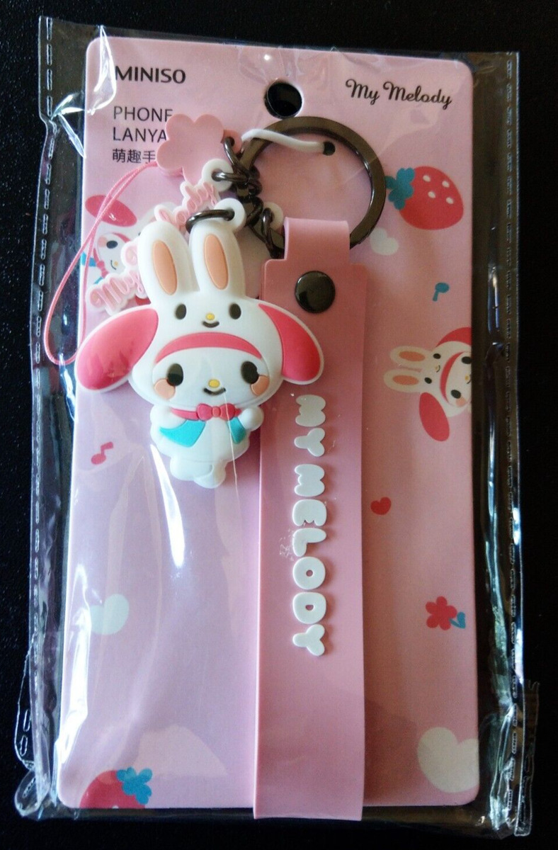 Official My Melody Sanrio Miniso Rubber Keychain Phone Strap Hello