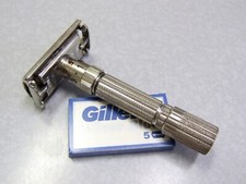 Rasoio di sicurezza vintage Gillette Fat Boy regolabile 195 DE E1 1959 PULITO
