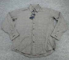 IZOD Shirt Mens Medium Gray Plaid Long Sleeve Button Up Casual Adult M NEW