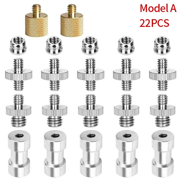 22PCS 1/4" 3/8" Camera Tripod Converter Threaded Screws Mount Metal Adapter Set - Image 2 of 4