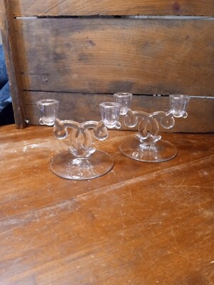 Heisey LARIAT - Pair (2) Double Candle Sticks Loop Design