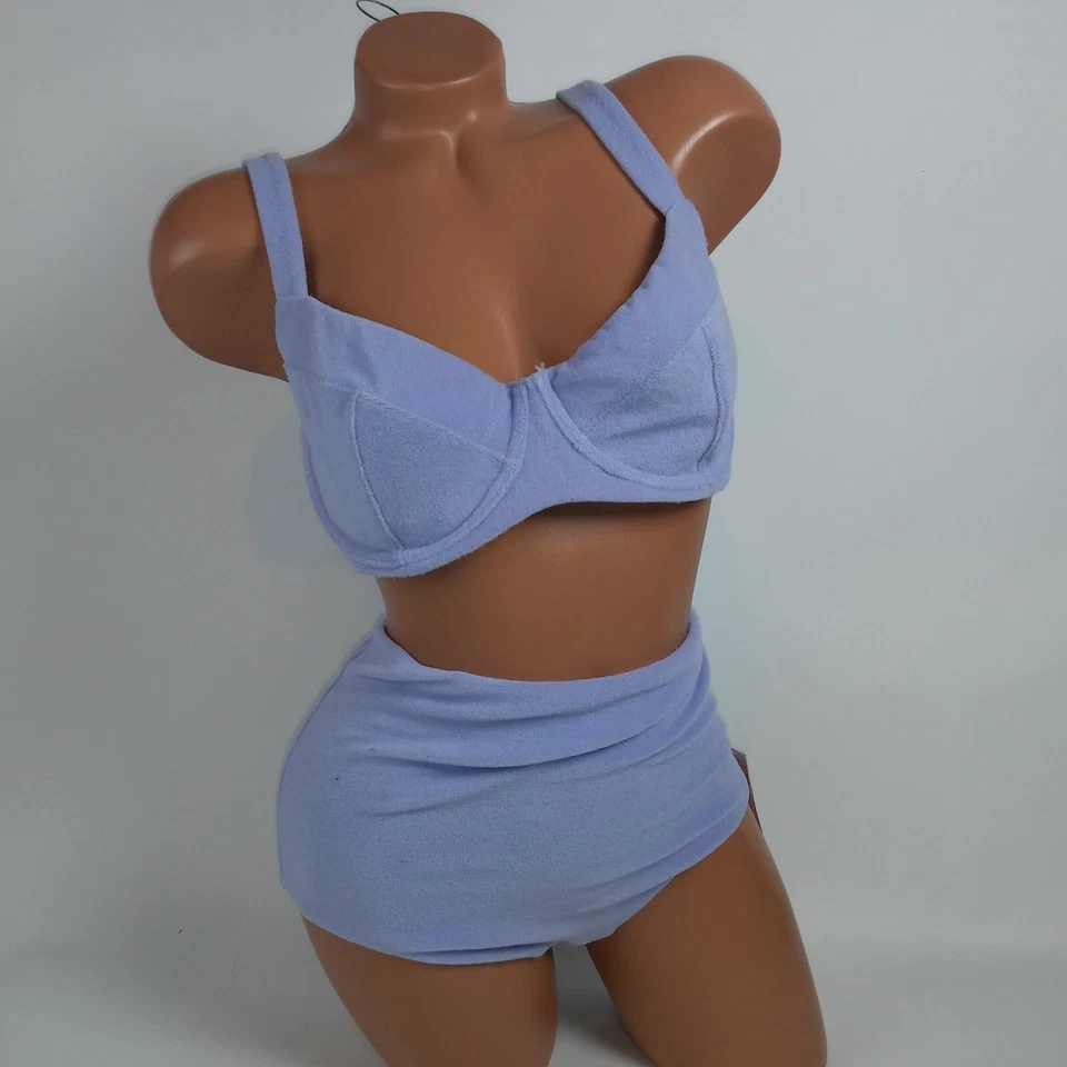 Bikini de natación Victoria Secret 36DD superior medio inferior púrpura tela de felpa lisa alta Foto 4 de 4