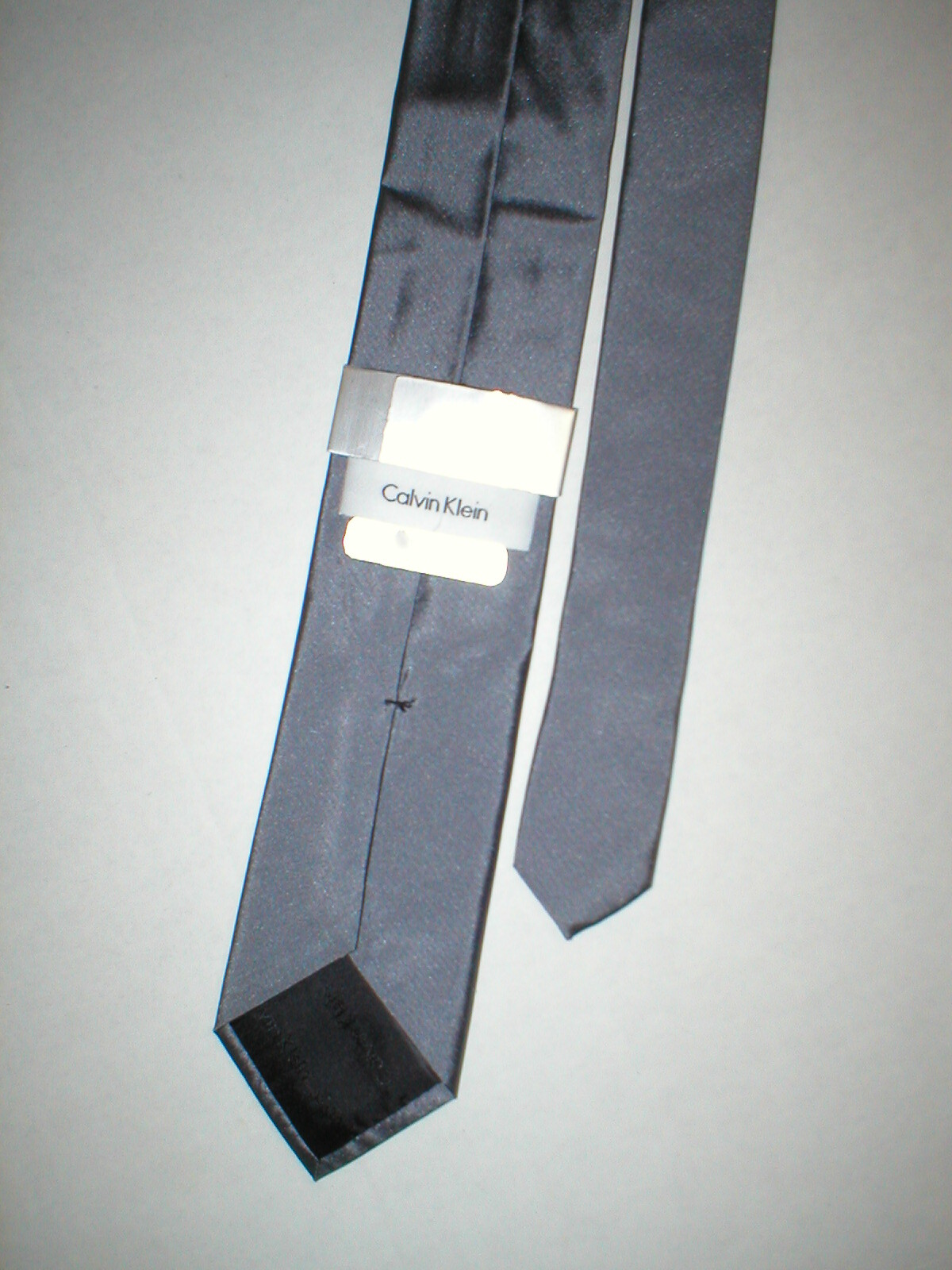 New NWT Mens Designer Calvin Klein Silk Steel Long Neck Tie Sillver Business  thumbnail 5