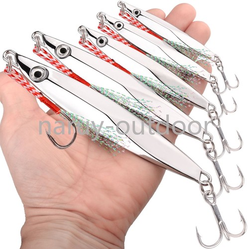 5 pz maschere metalliche esche da pesca acqua salata maschere verticali lente per basso tonno salmone - Foto 4 di 6