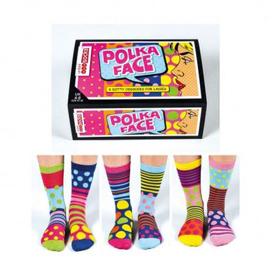 United Oddsocks Polka Face - Damensocken - schrullige Geschenkidee für Freunde