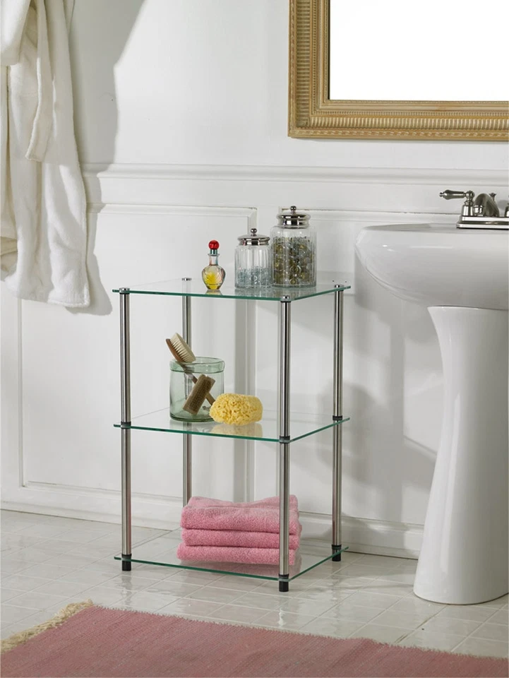 Convenience Concepts Designs2Go Classic Glass Tall 3 Tier End Table, Glass - Image 3 of 4