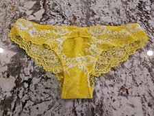 True Vintage Victoria's Secret Yellow Lace Cheekini Bikini Panty Small