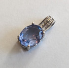 Stunning 9x7mm Oval Natural BlueRed ColorChangeFlouriteWhite Topas SliverPendant — photo 2