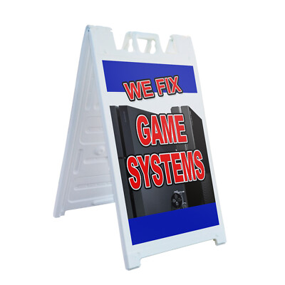 A-frame Sidewalk We Fix Game Systems 24'' x 36'' Double Sided A-Frame Sidewalk Sig