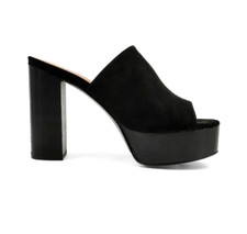 NEW 70s Style Y2K Faux Suede Platform Heels Wedge Sandals Shoes New in Box