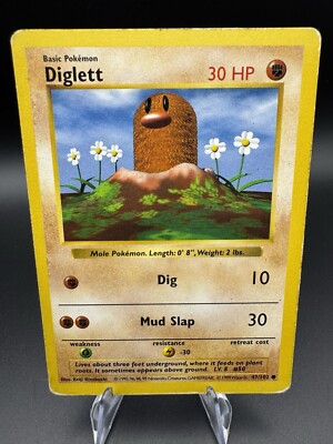 1999 diglett pokemon card value 1995 47 102 Diglett Base Set First Edition #47 (Shadowless) Diglett 47/102 Base Set Pokemon