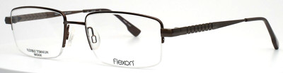 FLEXON E1013 210 Brown Mens Rectangle Half Rim Eyeglasses 55-19-145 B:34 A