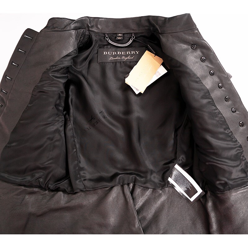 SZ 38 NEW $3,795 BURBERRY Black Leather CHEVRON Panelled