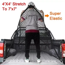 Cargo Net For Pickup Truck Bed Heavy Duty Net Mesh Organizer, 4'x4' to 7'x7'