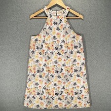 Ann Taylor Loft Sleeveless Tank Shift Dress Women’s Small White Floral High Neck