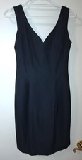 Black Dress Size 6 V-Neck & Back A-Line Knee Length By Late Edition Vintage USA