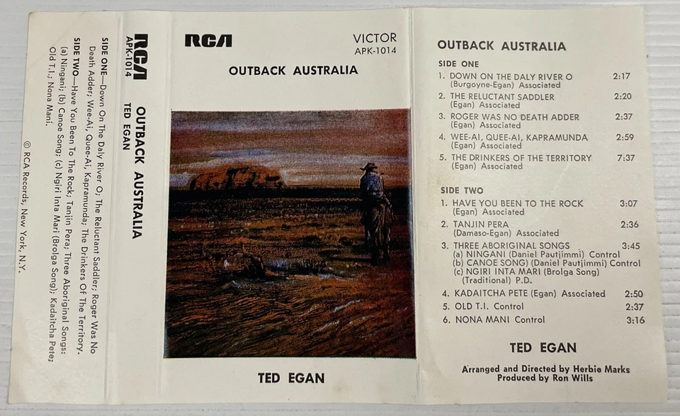 Cinta de casete de música Ted Egan Outback Australia APK-1014 RCA Records 1972 Foto 4 de 4