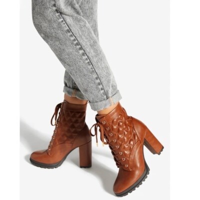 Shoedazzle Womens Ankle Block Heel Boots Brown Size 12