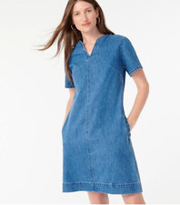 NWT J.Crew $98 DENIM V-NECK DRESS, BREEZY BLUE WASH, Sz 2