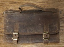 KomalC Genuine Buffalo Leather Hanging Toiletry Bag