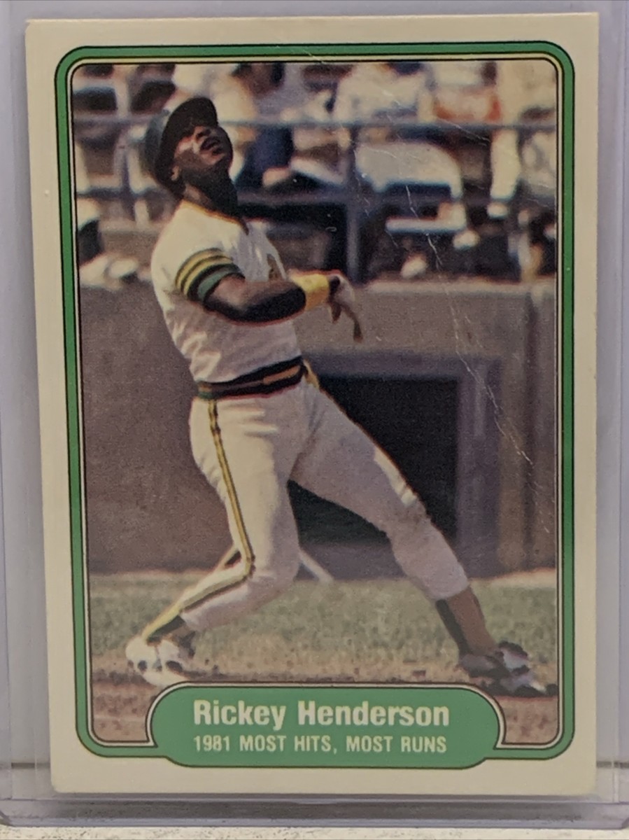 1982 Fleer Rickey Henderson 1981 Most Hits, most Runs Card #643