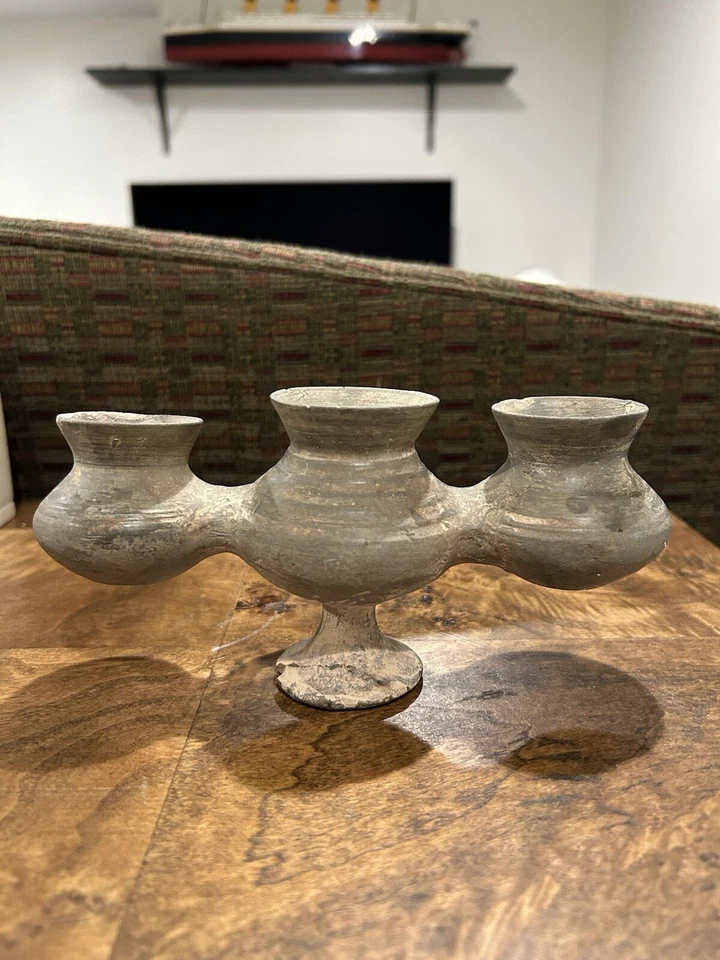 Rare Gray Ancient Ceremonial Jug, Ancient Vessel, Ancient Clay Pot/Vase  - Image 4 of 4