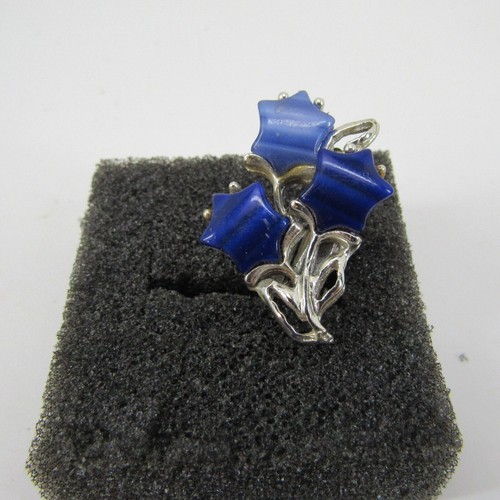 Pendientes de clip vintage termoestables flores azul lucita tono plata - Imagen 3 de 6
