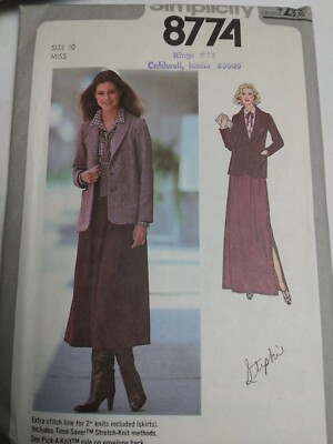 Blouse Blazer Jacket Skirt 10 Simplicity 8774 Sewing Pattern 70's UC Knit Maxi
