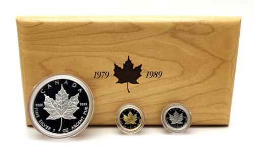Juego de 3 monedas conmemorativas Canadá 1989 platino oro plata hoja de arce emisión - Imagen 4 de 9