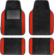 Automotive Floor Mats, Colored Trim Carpet Floor Mats for Cars Full Set Red Car