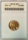 1941 Lincoln Cent (Wheat Penny), ANACS MS-66 RD, Soapbox!