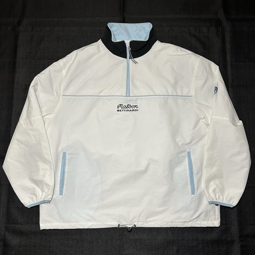 Malbon Golf x Bettinardi Fat Cat 1/4 Zip Windbreaker - Size XL - White/Blue