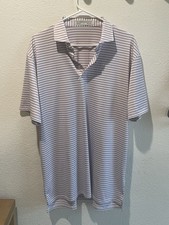 Holderness Bourne The Sutton Men s Striped Golf Polo L White/Pink/Blue